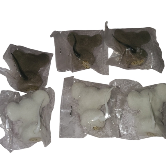 Small vintage flocked mice lot - Picture 4 of 4